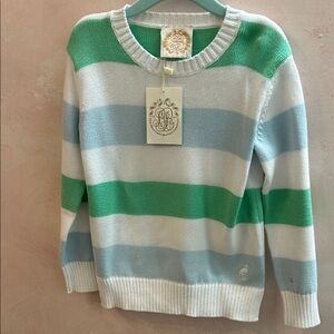 NWT TBBC Cissy Striped Green and Blue Sweater